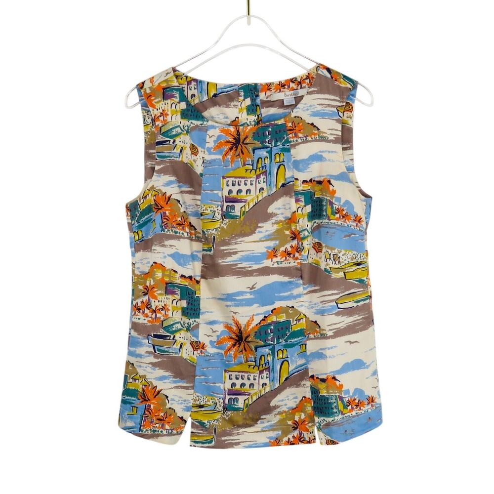 Boden Vacation Print High Neck Sleeveless Blouse Tropical Tank Top Size 4